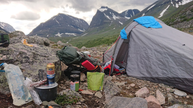 A stony campsite by the Kebnekaise hut.