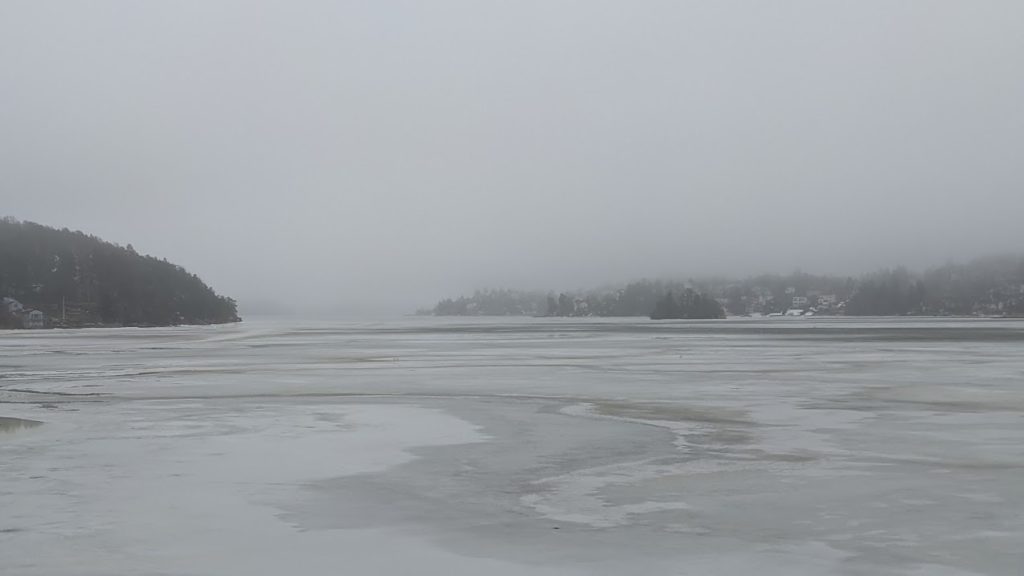 Fog over a frozen Edsviken in Stockholm